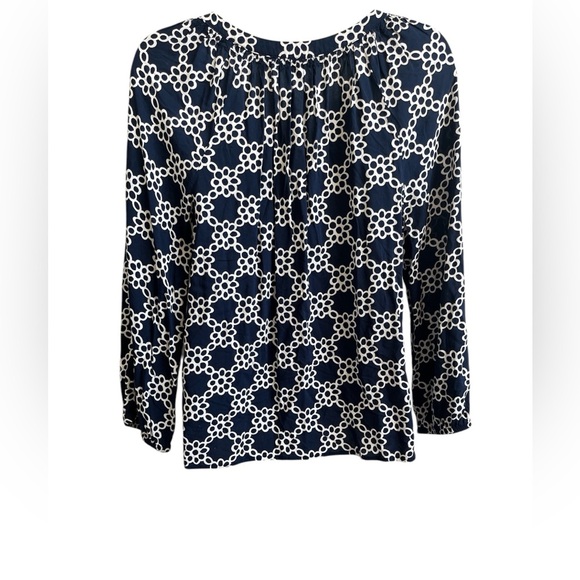 Boden Ladies Navy & White Print Lightweight Blouse Size 4 - Picture 4 of 5